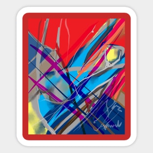 Red and blue abstract Sticker